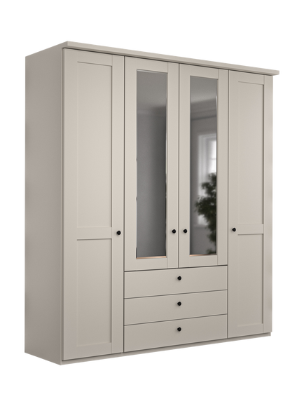 John Lewis Marlow 200cm Mirrored Hinged Wardrobe with Centre 3 Drawers, Champagne, Champagne