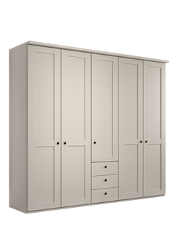 John Lewis Marlow 250cm Hinged Wardrobe with Centre 3 Drawers, Champagne, Champagne