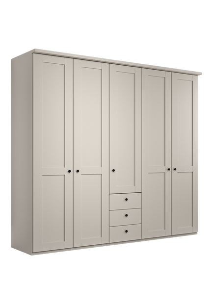 John Lewis Marlow 250cm Hinged Wardrobe with Centre 3 Drawers, Champagne, Champagne
