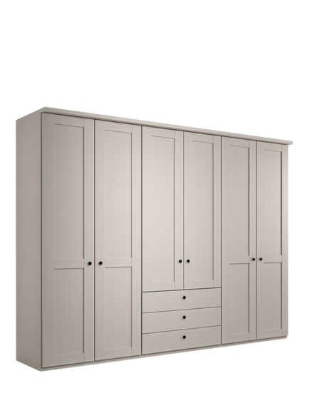John Lewis Marlow 300cm Hinged Wardrobe with Centre 3 Drawers, Champagne, Champagne