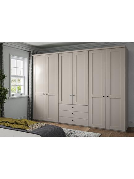 John Lewis Marlow 300cm Hinged Wardrobe with Centre 3 Drawers, Champagne - view 2, Champagne