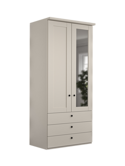 John Lewis Marlow 100cm Mirrored Hinged Wardrobe with 3 Drawers, Champagne, Champagne