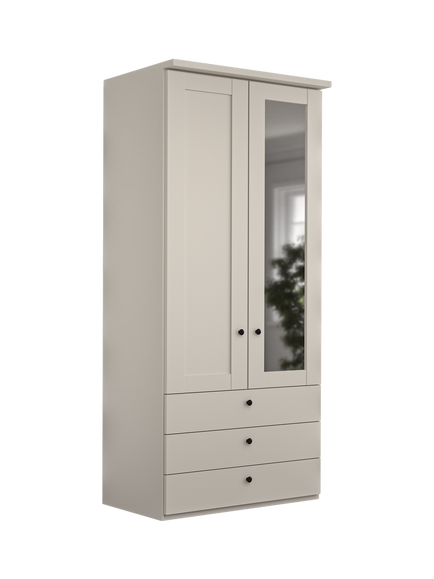 John Lewis Marlow 100cm Mirrored Hinged Wardrobe with 3 Drawers, Champagne, Champagne