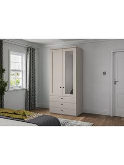 John Lewis Marlow 100cm Mirrored Hinged Wardrobe with 3 Drawers, Champagne - view 2, Champagne