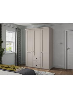 John Lewis Marlow 150cm Hinged Wardrobe with Centre 3 Drawers, Champagne - view 2, Champagne