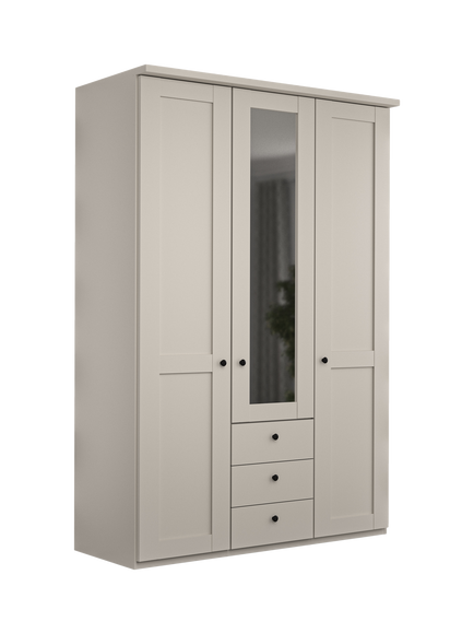 John Lewis Marlow 150cm Mirrored Hinged Wardrobe with Centre 3 Drawers, Champagne, Champagne