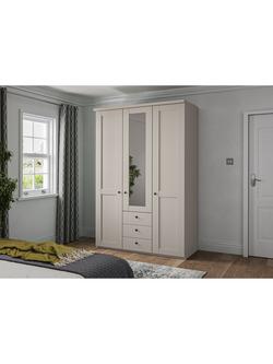 John Lewis Marlow 150cm Mirrored Hinged Wardrobe with Centre 3 Drawers, Champagne - view 2, Champagne