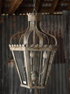 One.World 3-Bulb Iron Pendant Light, Distressed White