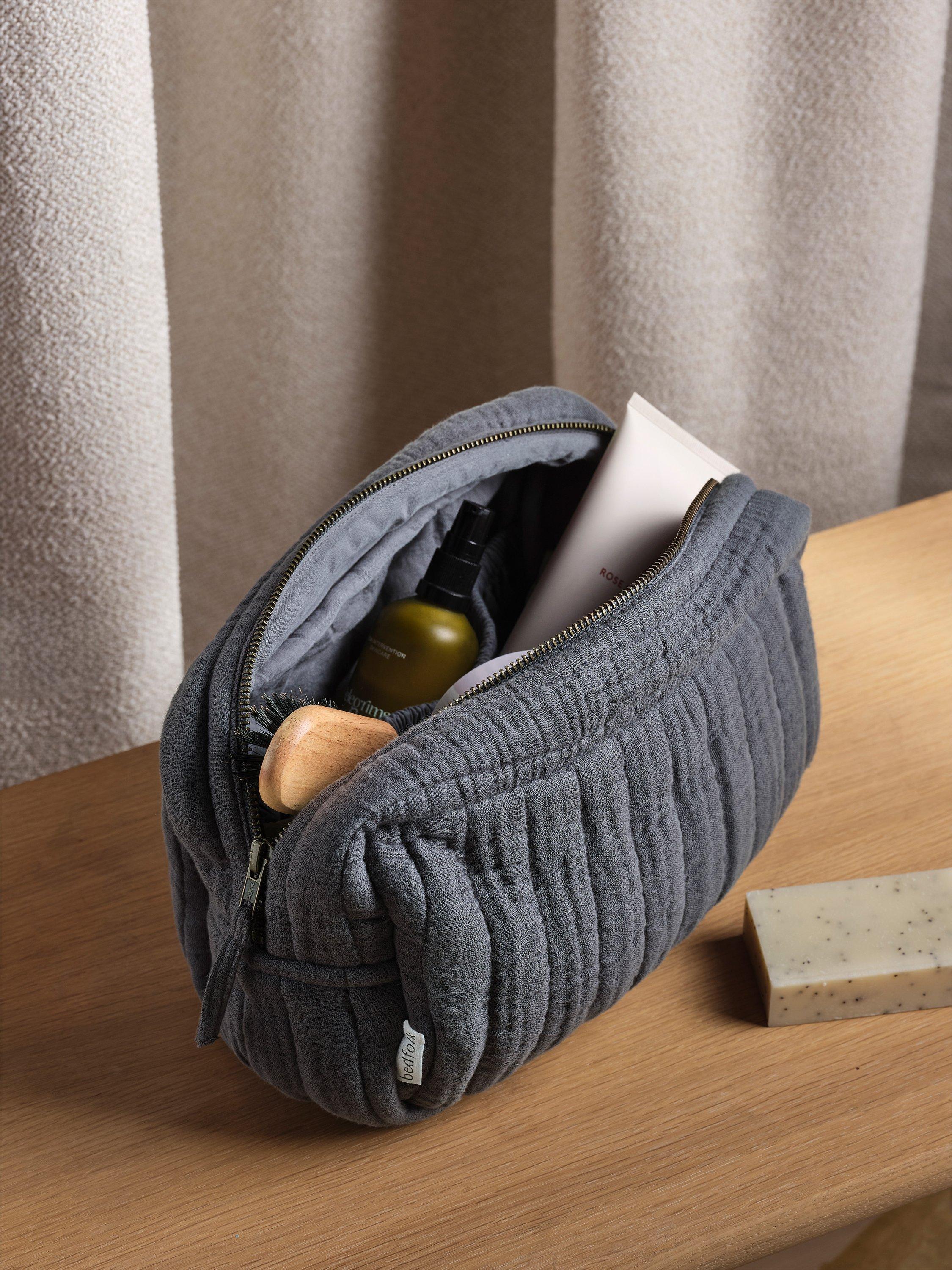 Product image 1 of 2, which shows Bedfolk Dream Cotton Wash Bag, Ink