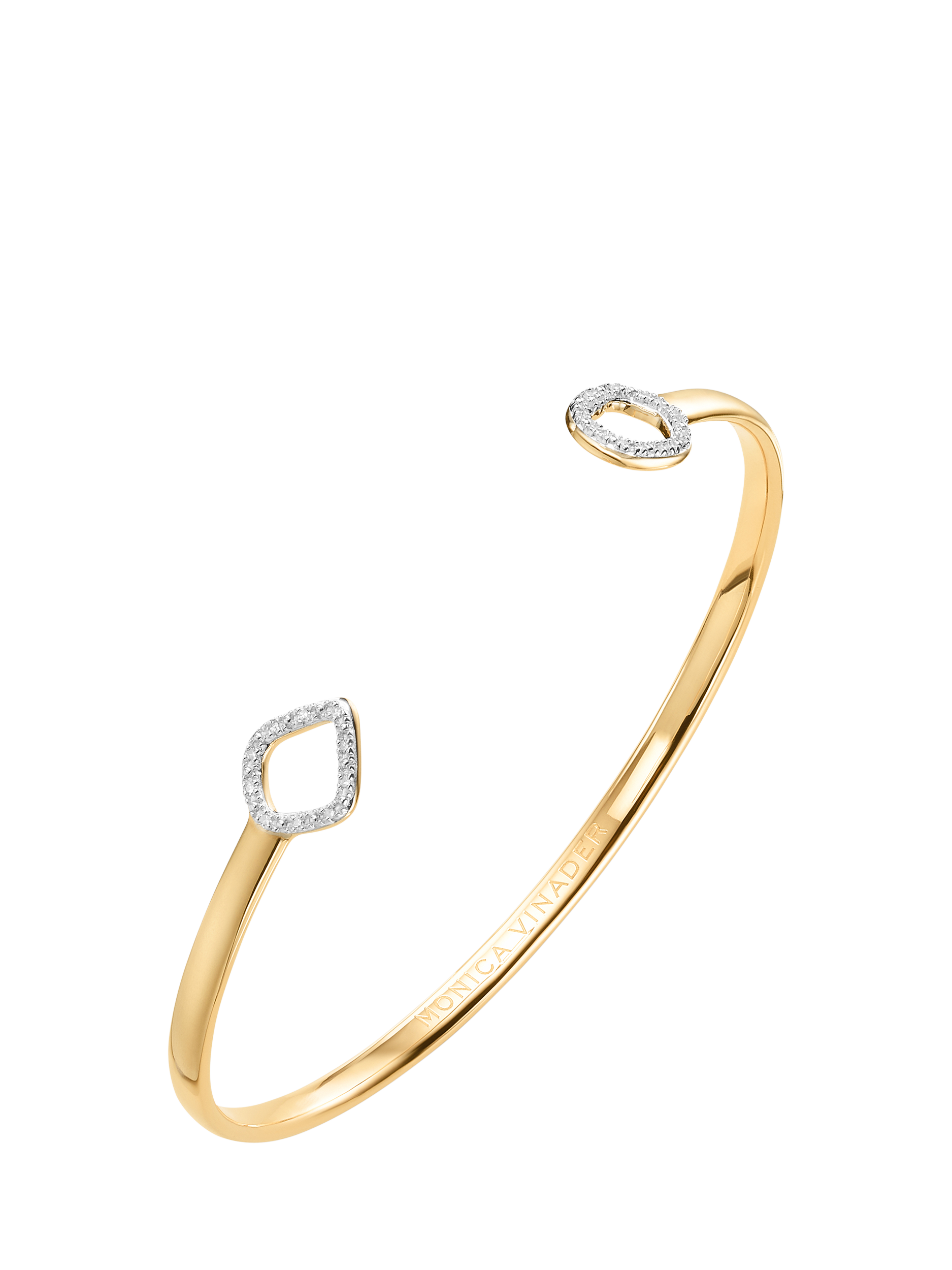 Product image 1 of 4, which shows Monica Vinader Riva Mini Kite and Circle Diamond Cuff, Gold