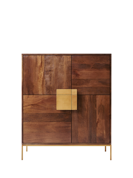 Swoon Banner Cabinet, Brown/Brass, Brown Brass