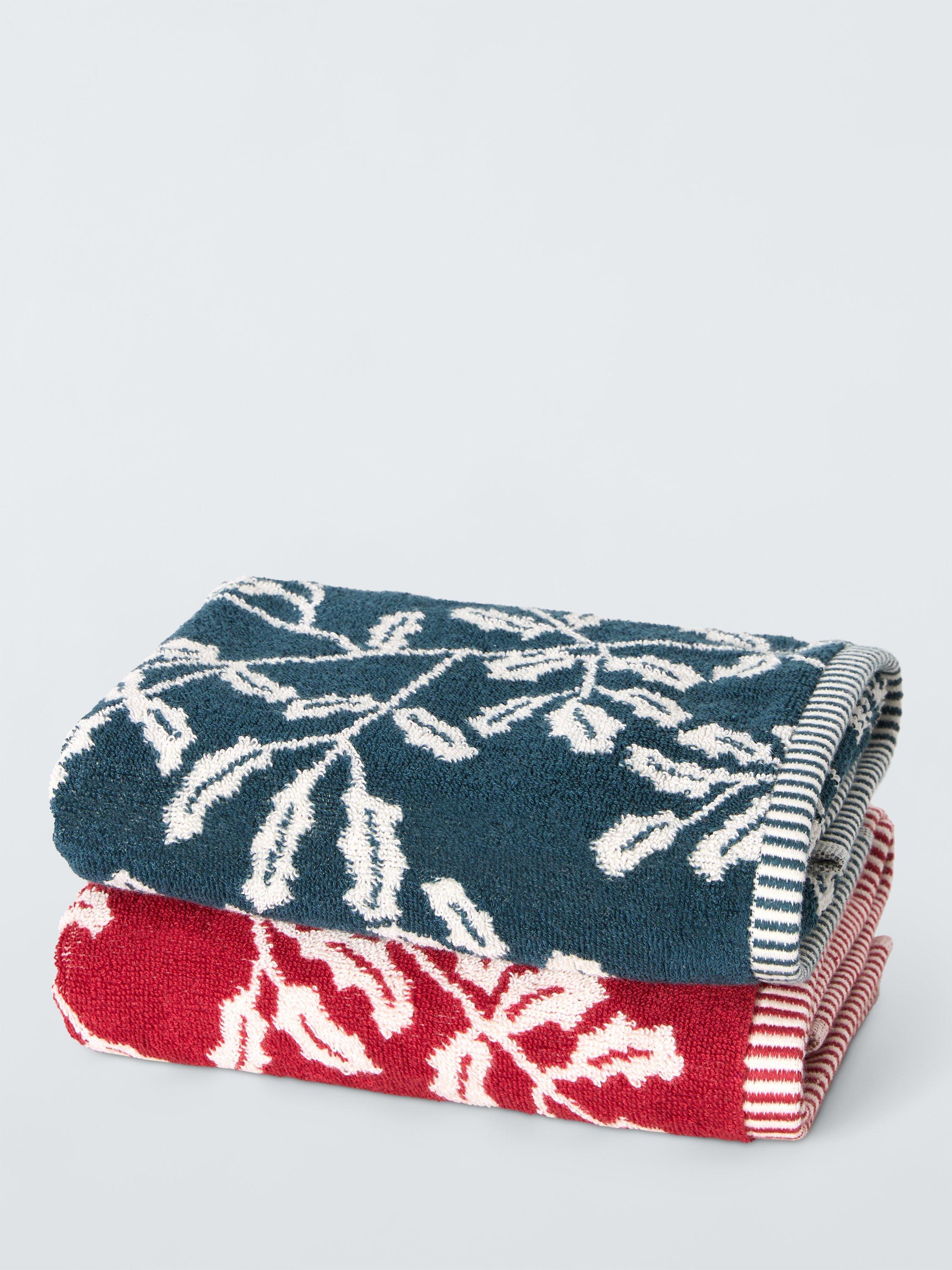 John Lewis Christmas Hand Towels, Pack of 2, Red/Green