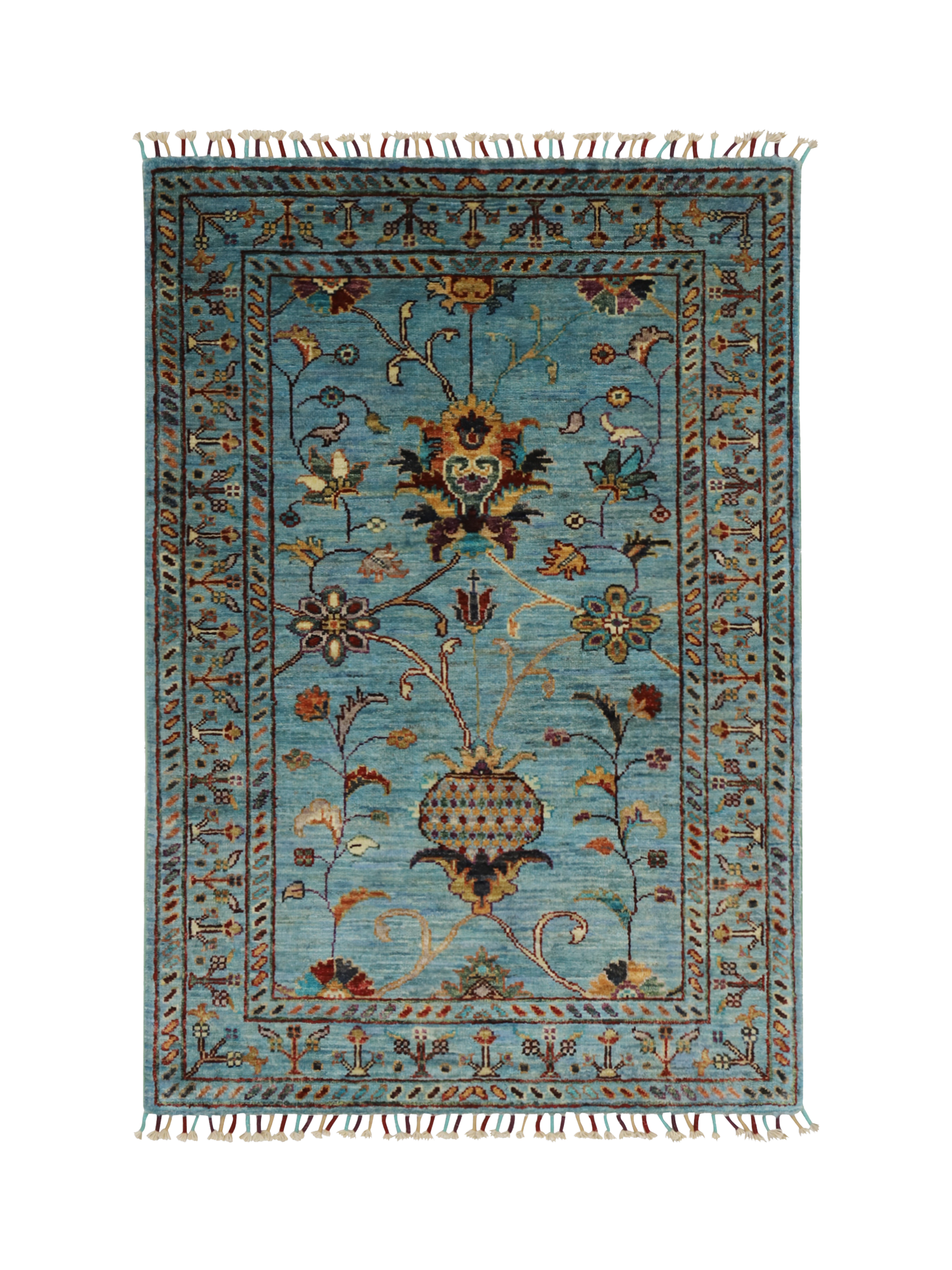 Gooch Oriental Sultani Pure Wool Rug, Blue, L121 x W84 cm
