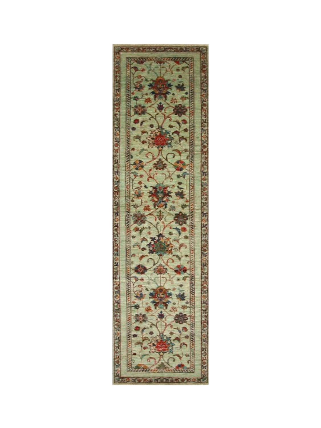 Gooch Oriental Sultani Runner Rug, Green, L293 x W83 cm