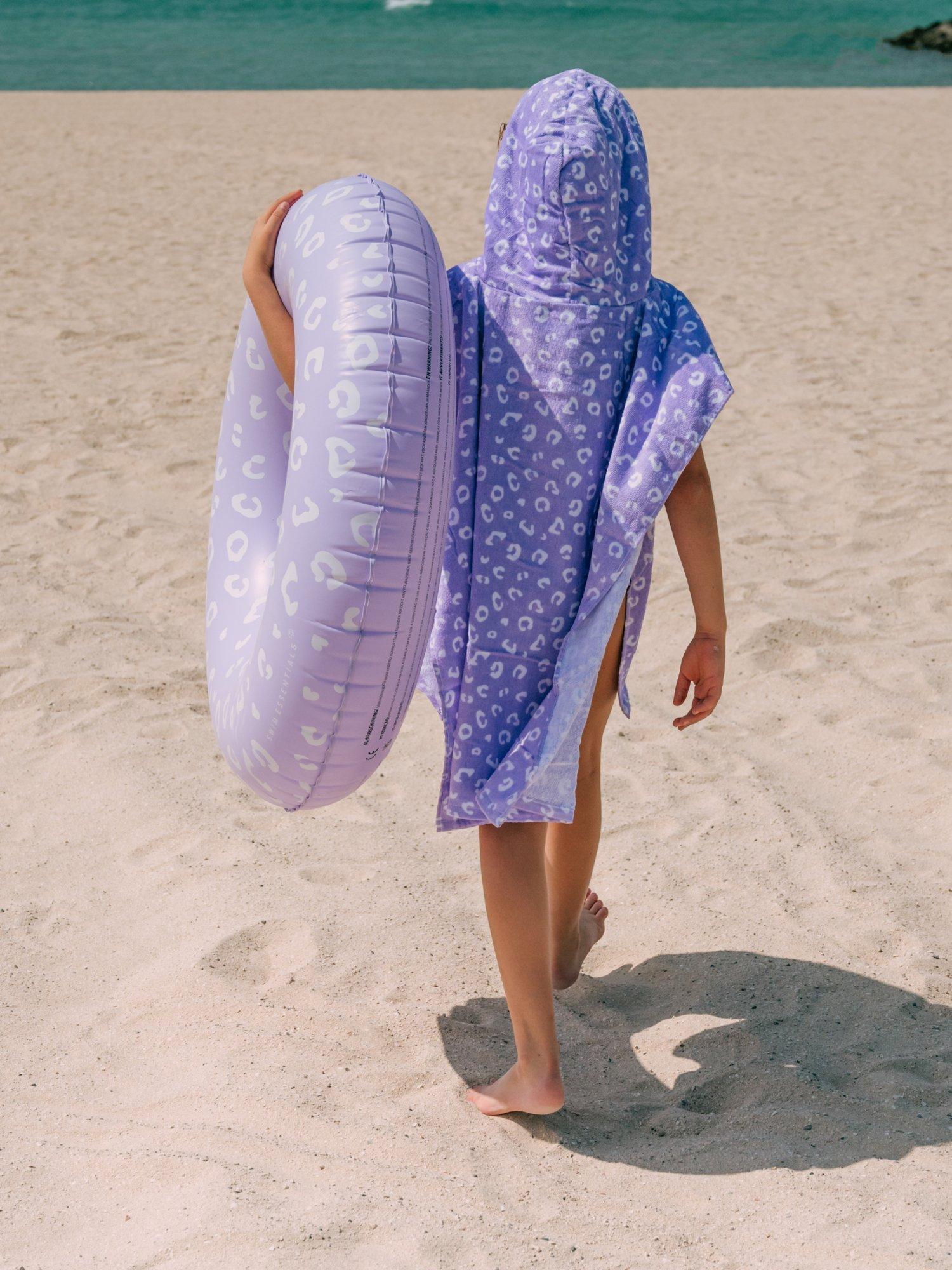 Product image 5 of 5, which shows Swim Essentials Kids' Beach Poncho, Lila Leopard