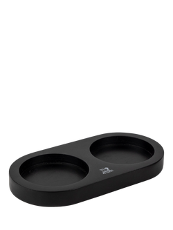Peugeot Linea Salt & Pepper Mill Bamboo Tray, Black, Matt Black