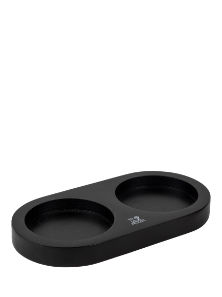 Peugeot Linea Salt & Pepper Mill Bamboo Tray, Black, Matt Black