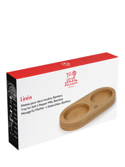 Peugeot Linea Salt & Pepper Mill Bamboo Tray, Natural - view 2, Bamboo