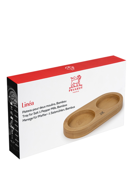 Peugeot Linea Salt & Pepper Mill Bamboo Tray, Natural - view 2, Bamboo