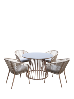 KETTLER Messina 4-Seater Round Garden Dining Table & Chairs Set