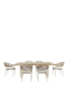 Pacific Osaka 6-Seater Rectangular Garden Dining Table & Chairs Set, Latte