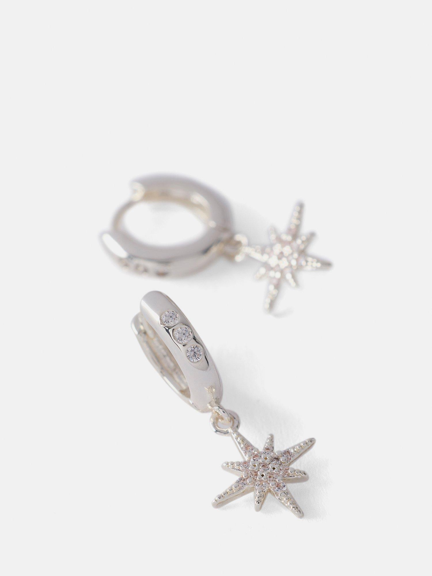 Product image 4 of 5, which shows Mint Velvet Cubic Zirconia Star Drop Earrings, Silver