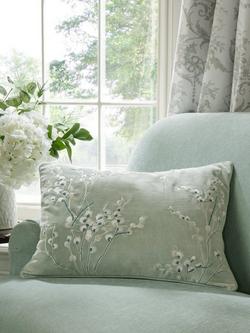 Laura Ashley Pussy Willow Embroidered Cushion, Sage - view 2, Sage