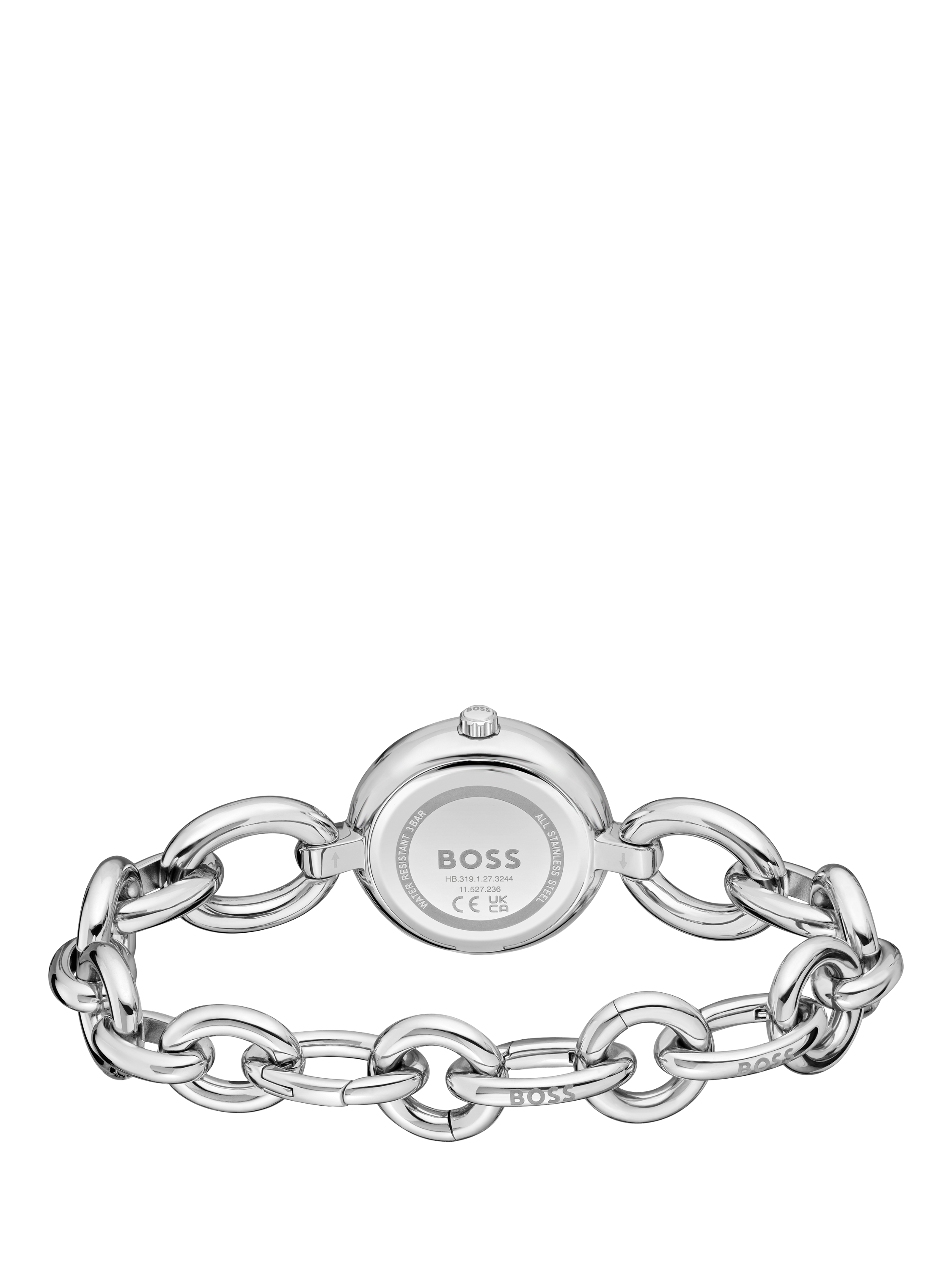 Product image 2 of 6, which shows BOSS 1502791 Women's Live Crystal Circle Link Bracelet Strap Watch, Silver