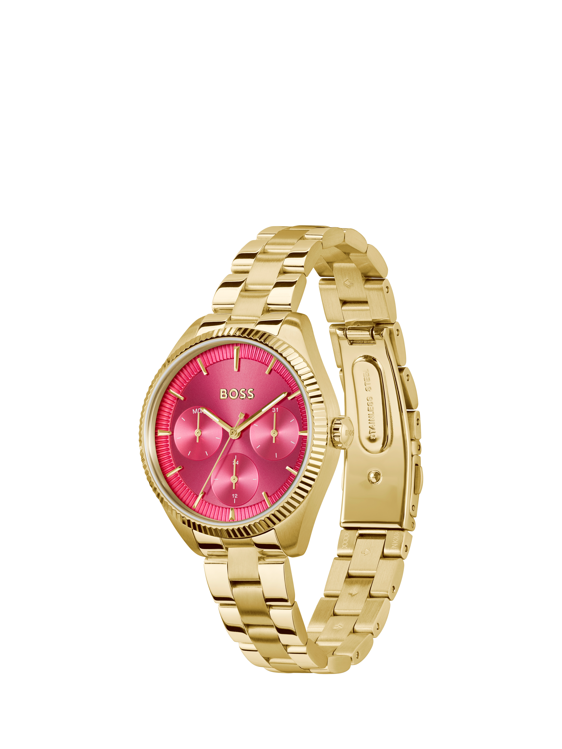 Product image 3 of 6, which shows BOSS 1502805 Women's Sage Sport Day Date Bracelet Strap Watch, Pink