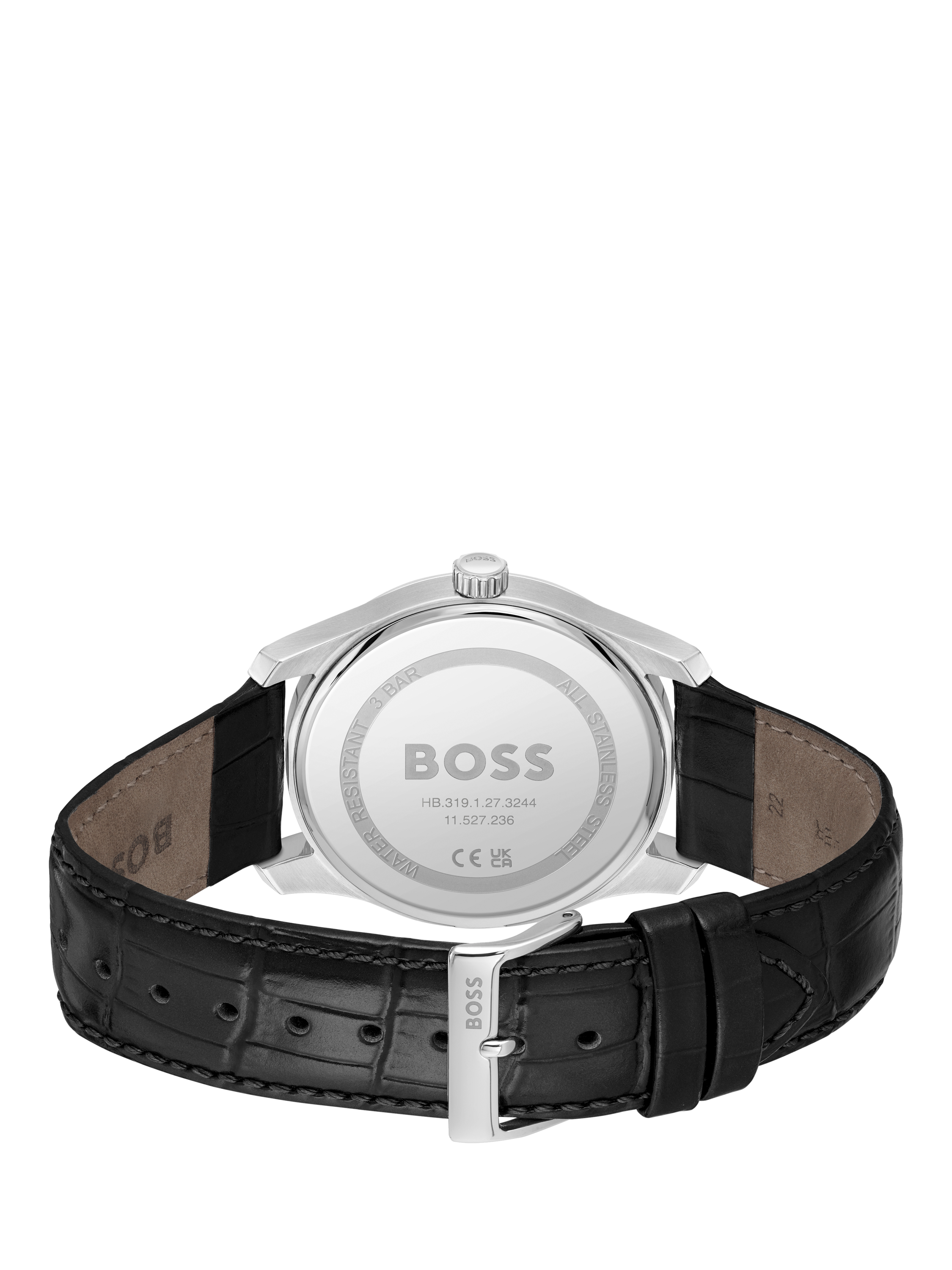 Product image 2 of 5, which shows BOSS 1514122 Men's Principle Date Leather Strap Watch, Black