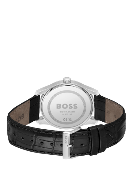 BOSS 1514122 Men's Principle Date Leather Strap Watch, Black - view 2, Black