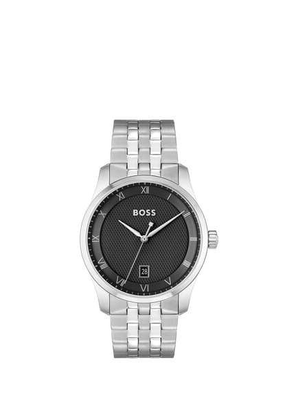 BOSS 1514123 Men's Principle Date Bracelet Strap Watch, Black, Black
