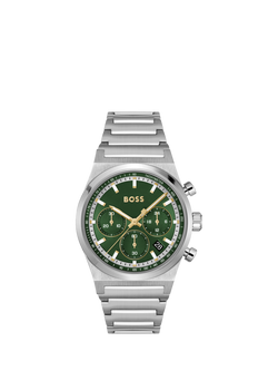 BOSS 1514220 Men's Candor Chronograph Bracelet Strap Watch, Green, Green