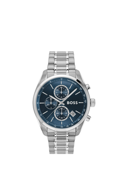 BOSS 1514226 Men's Grand Prix 44 Chronograph Bracelet Strap Watch, Blue, Blue