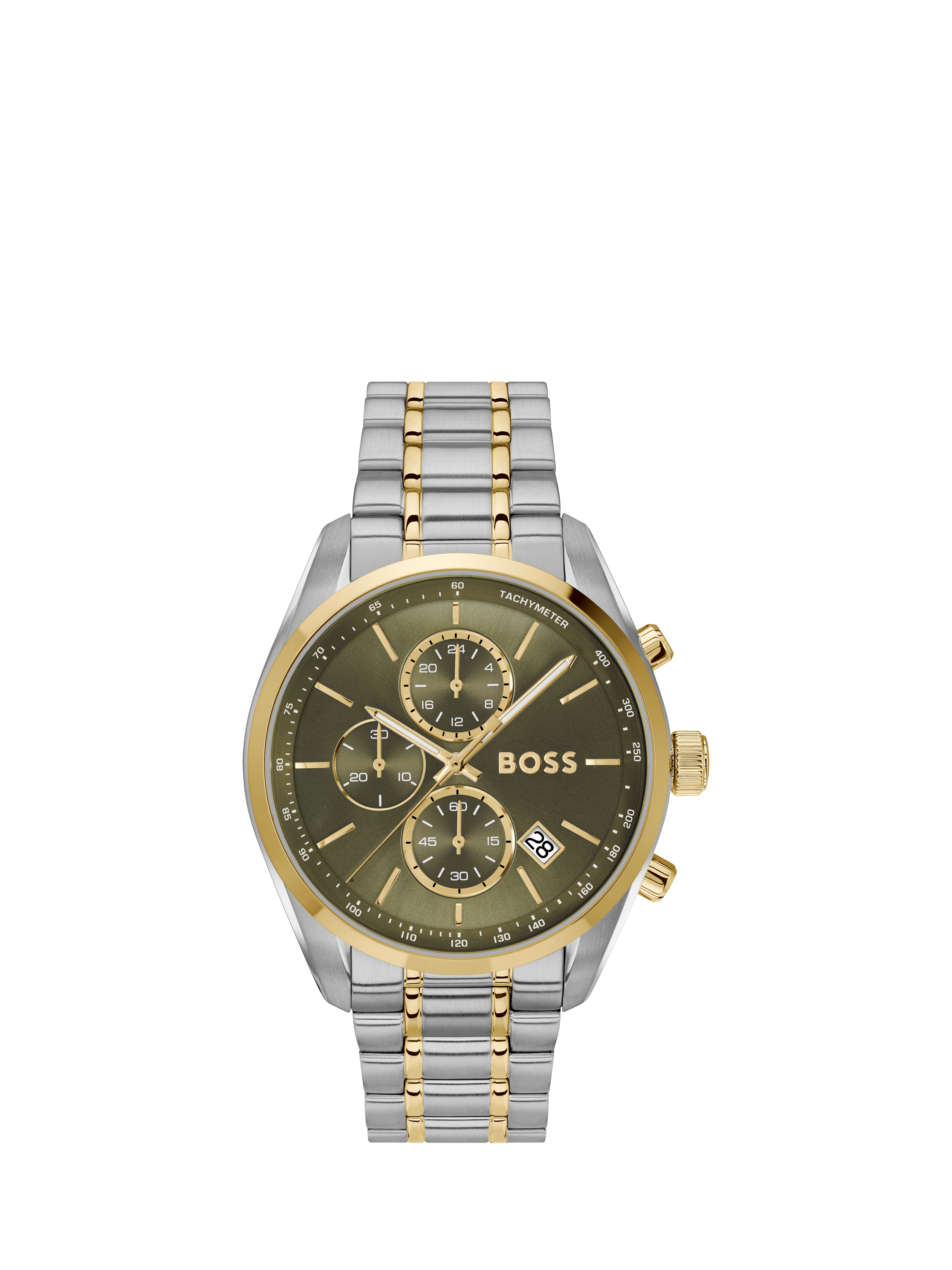 Product image 1 of 7, which shows BOSS 1514227 Men's Grand Prix 44 Chronograph Bracelet Strap Watch, Green
