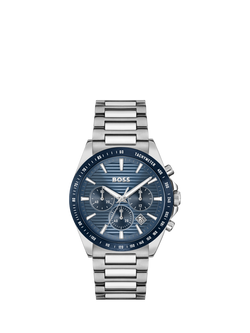 BOSS 1514240 Men's Strike Chronograph Date Bracelet Strap Watch, Blue, Blue