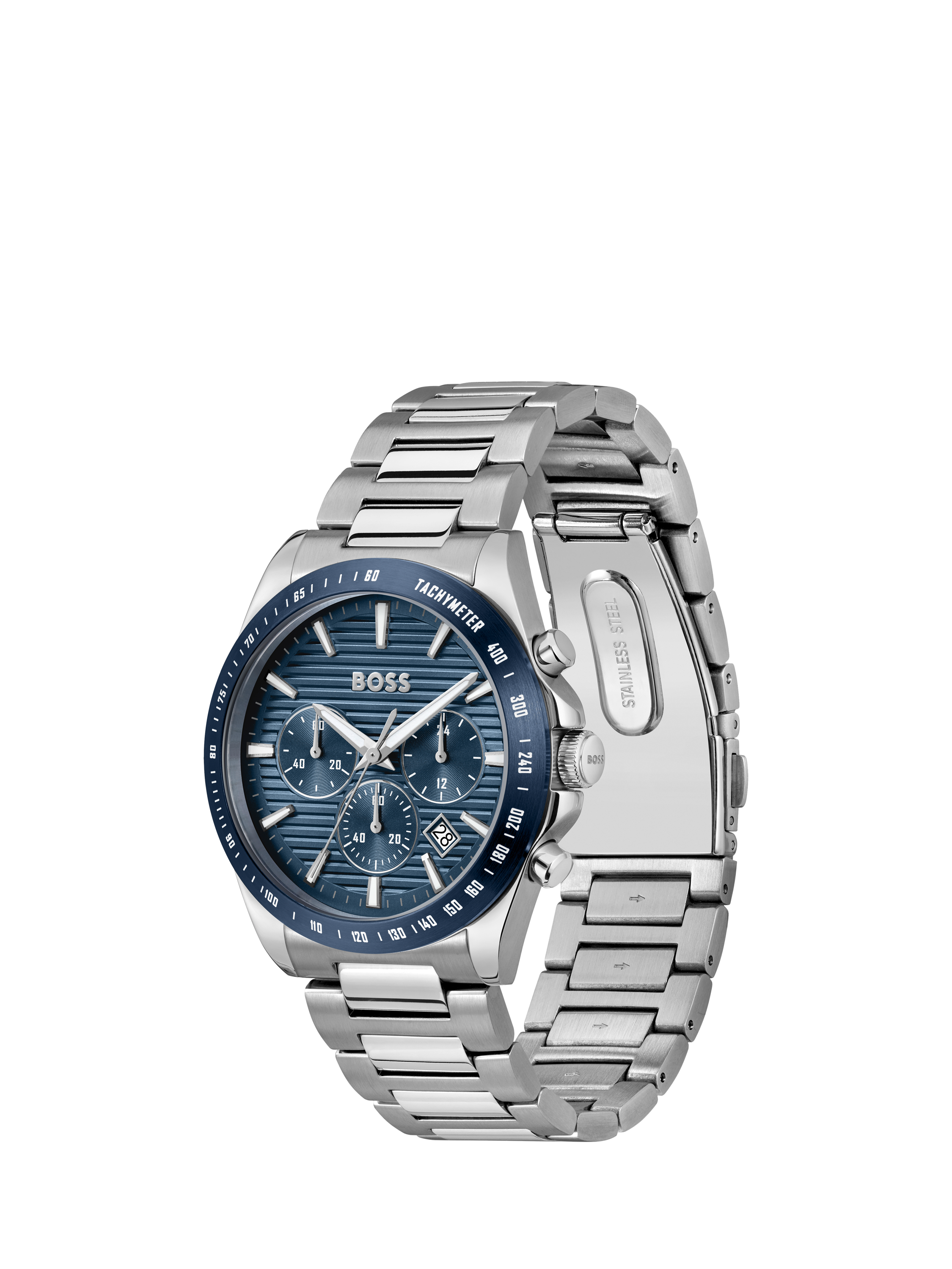 Product image 4 of 7, which shows BOSS 1514240 Men's Strike Chronograph Date Bracelet Strap Watch, Blue