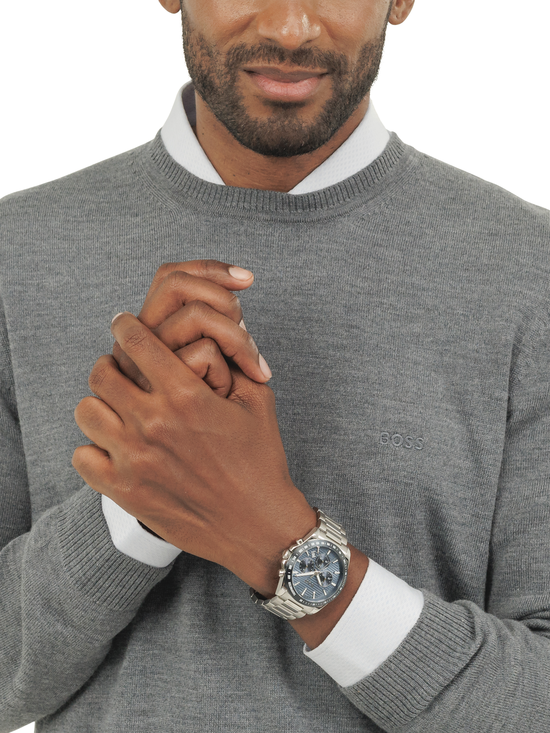 Product image 5 of 7, which shows BOSS 1514240 Men's Strike Chronograph Date Bracelet Strap Watch, Blue