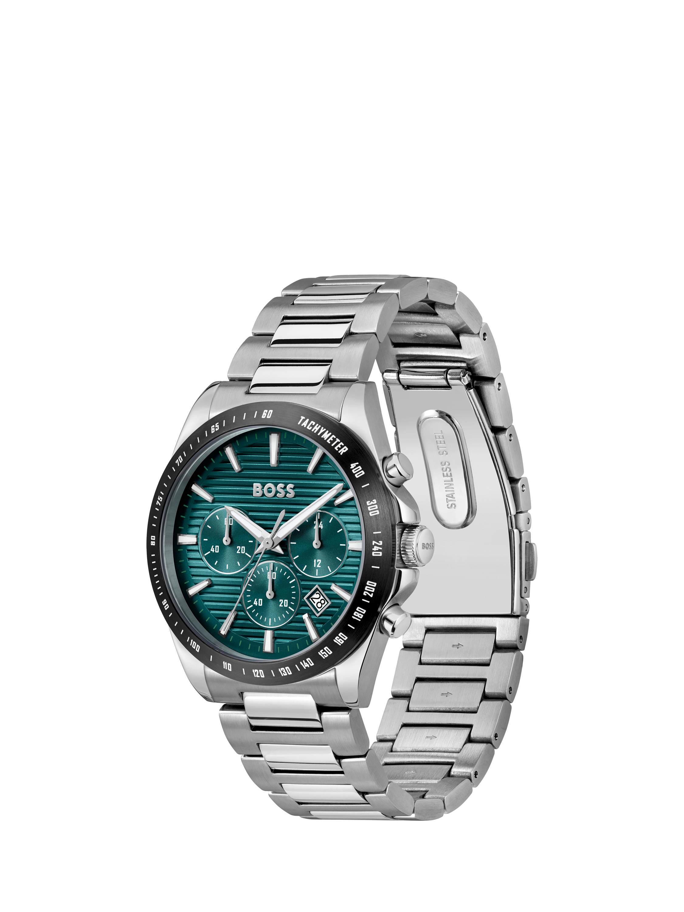 Product image 4 of 7, which shows BOSS 1514241 Men's Strike Chronograph Date Bracelet Strap Watch, Teal