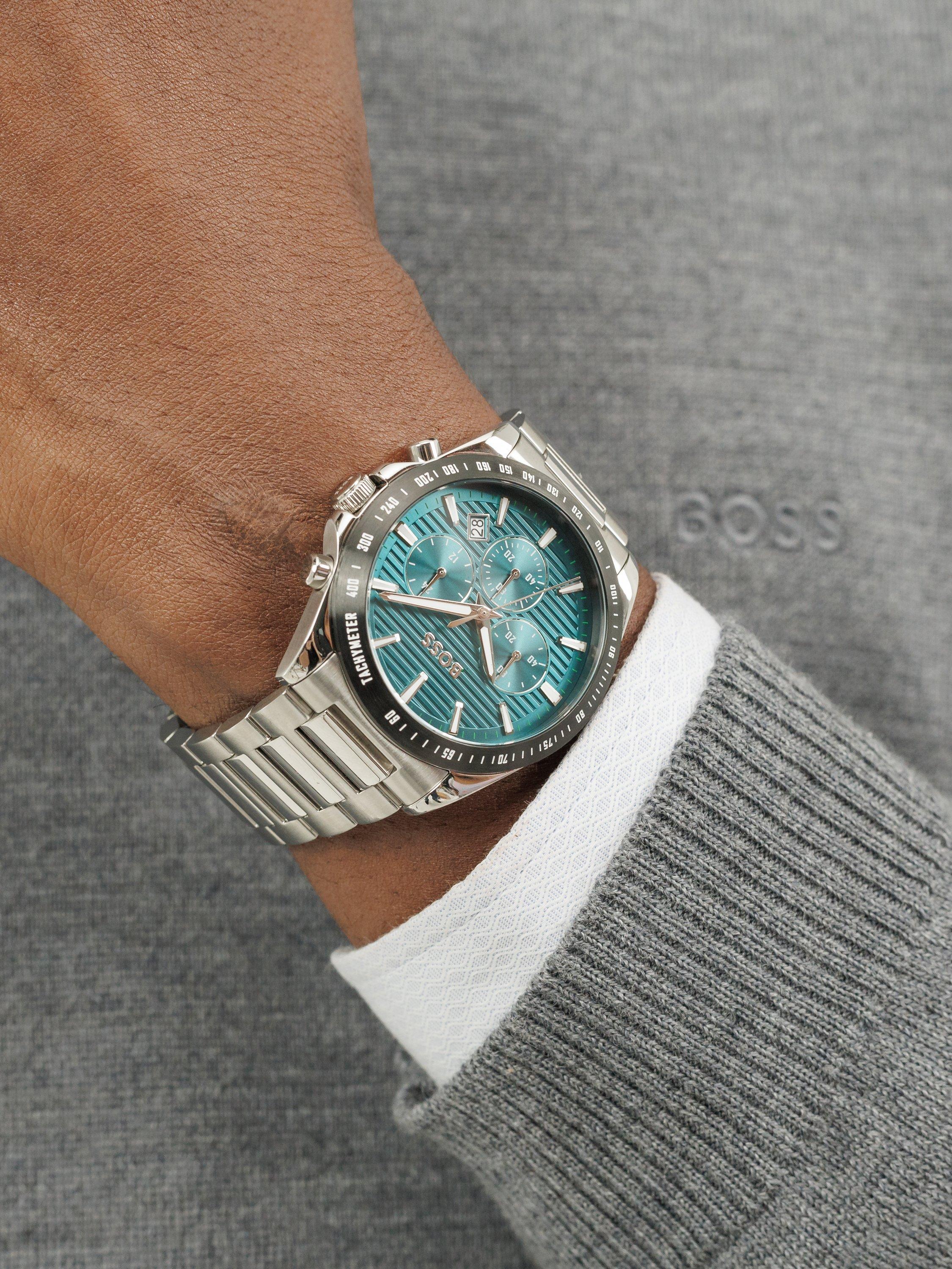 Product image 5 of 7, which shows BOSS 1514241 Men's Strike Chronograph Date Bracelet Strap Watch, Teal
