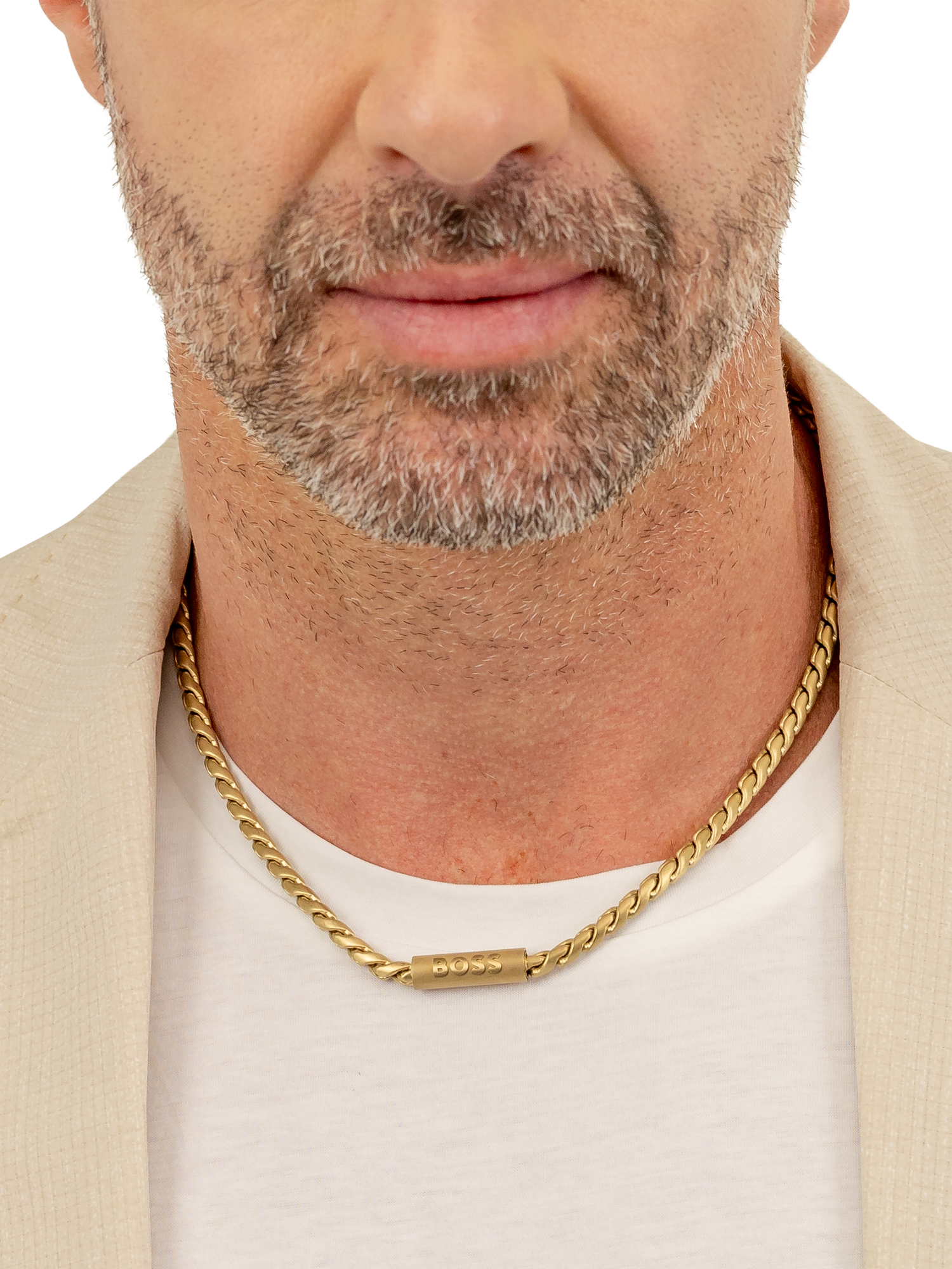Product image 3 of 4, which shows BOSS Men's Doran Chunky Curb Chain Necklace, Gold