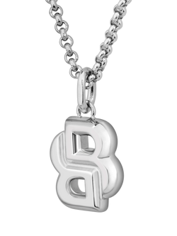 BOSS Double B Petit Pendant Necklace, Silver - view 2, Silver