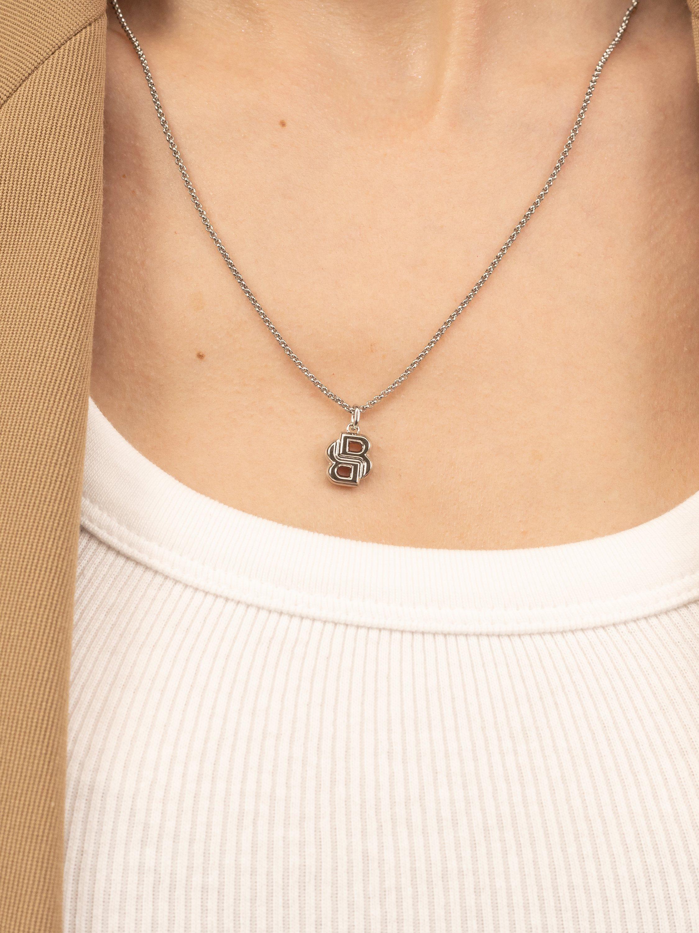 Product image 6 of 7, which shows BOSS Double B Petit Pendant Necklace, Silver