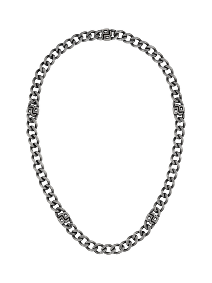 BOSS Men's Double B Absolute Curb Chain Necklace, Grey - view 2, Grey