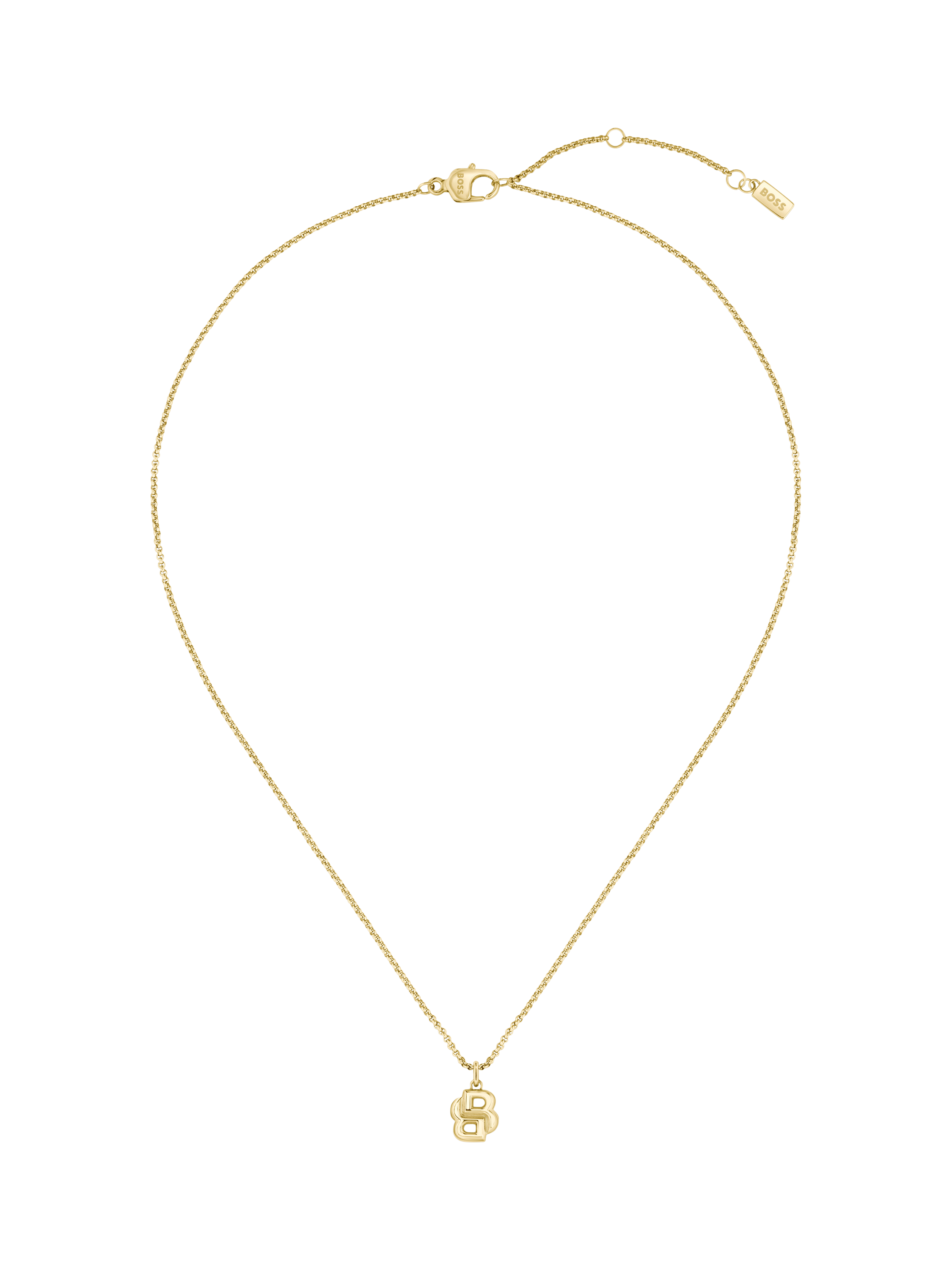 Product image 1 of 7, which shows BOSS Double B Petit Collection Pendant Necklace, Gold