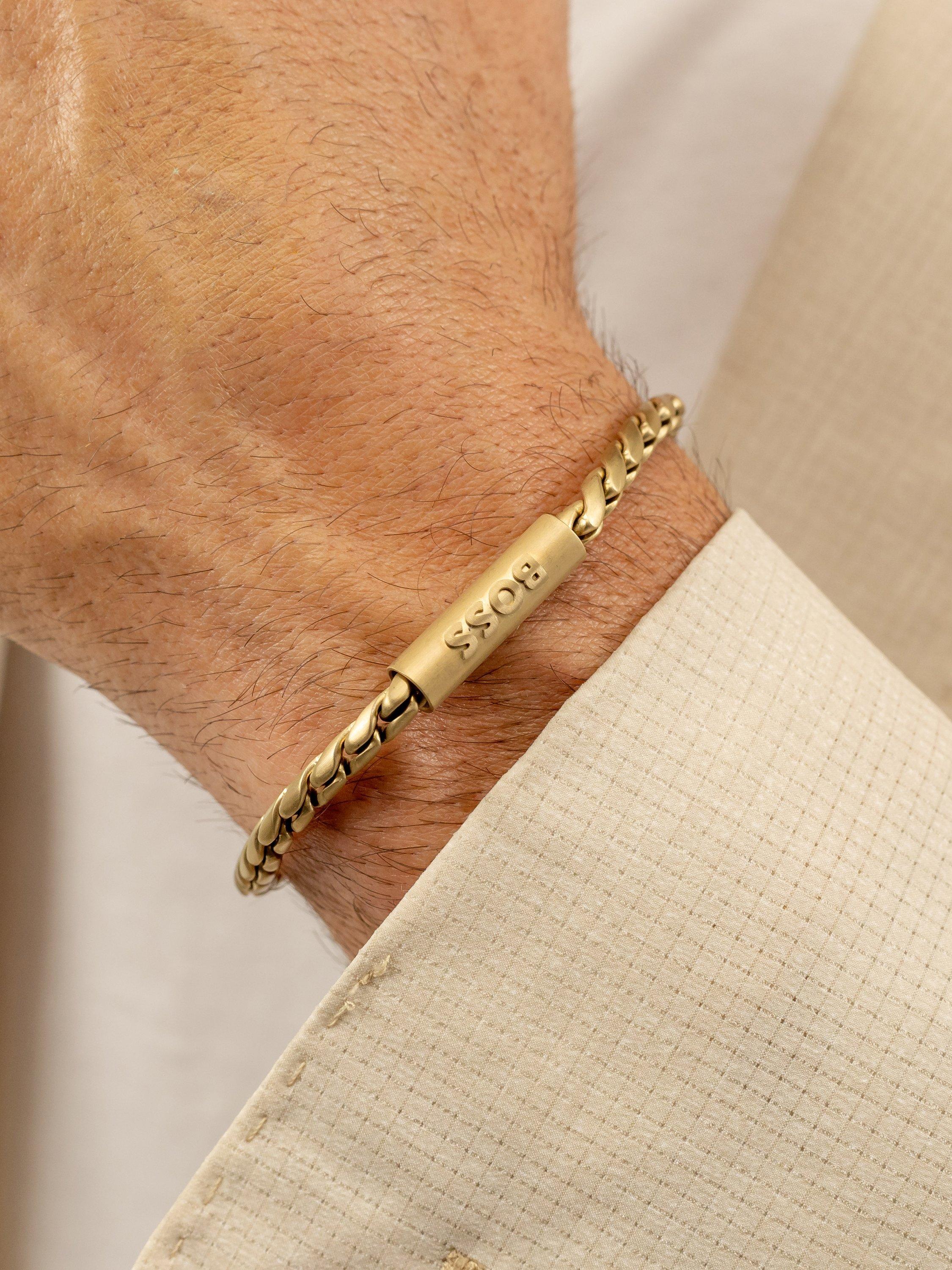 Product image 4 of 5, which shows BOSS Men's Doran Chunky Curb Chain Bracelet, Gold