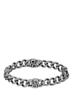 BOSS Men's Double B Absolute Curb Chain Bracelet, Grey - view 2, Grey