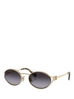 Miu Miu MU 52YS Women's Oval Sunglasses, Pale Gold/Grey Gradient, Pale Gold/Grey Gradient