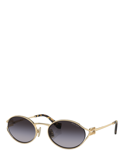 Miu Miu MU 52YS Women's Oval Sunglasses, Pale Gold/Grey Gradient, Pale Gold/Grey Gradient