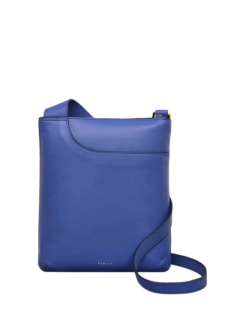 Product image 1 of 4, which shows Radley Leather Pockets Medium Zip Top Cross Body Bag, Yves Blue